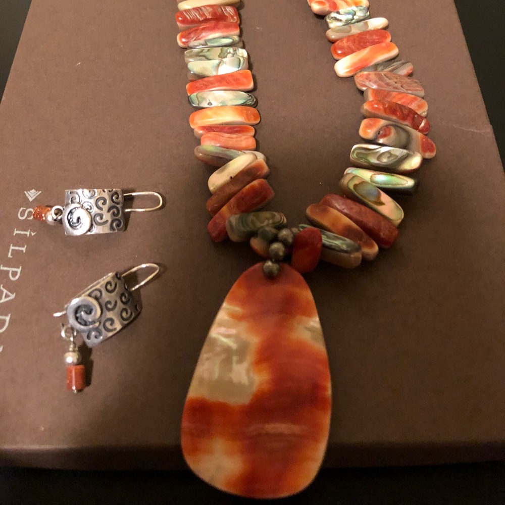 Silpada Red Abalone Shell Reversible Pendant  RARE